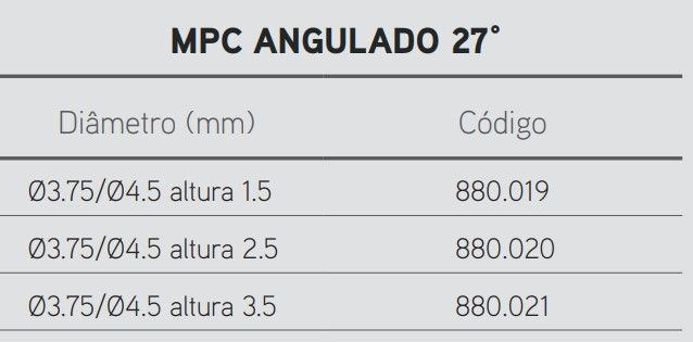 Mini Pilar Cônico MPC Angulado 17° - 3.5/4.3/5.0 altura 3.5 2